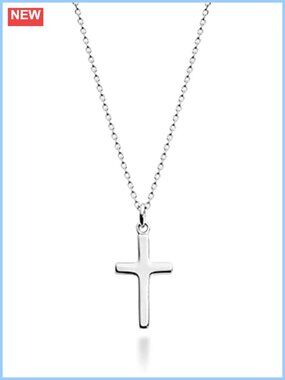 Italian 925 Sterling Silver Dainty Cross Pendant Necklace for Women